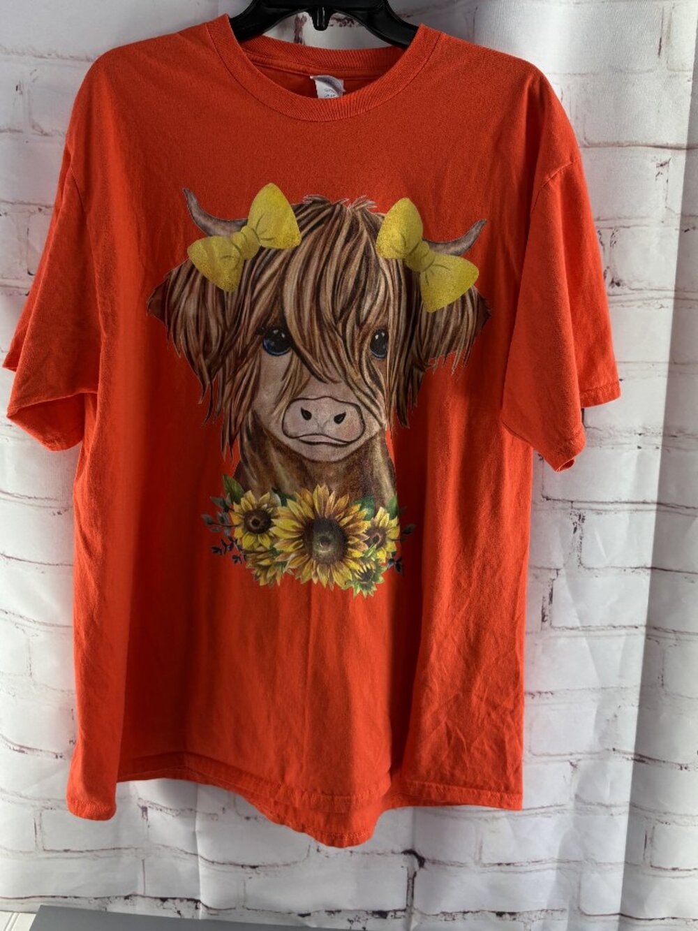 Port & Company - Orange w/ Highland Cow Women's Plus T- Shirt 2XL